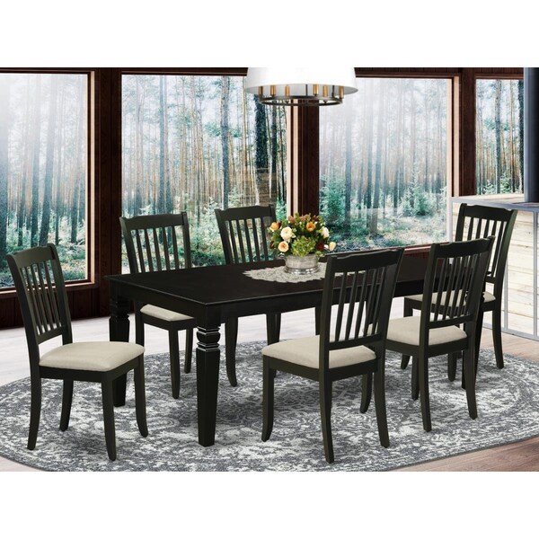 East West Furniture 7 Piece Logan Dinette Set - Black - LGDA7-BLK-C