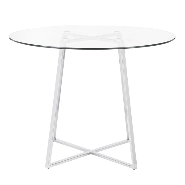 Lumisource Cosmo Dining Table in Chrome and Clear Tempered Glass Top - DT-COSMO2 GL