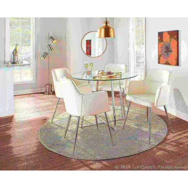 Lumisource Cosmo Dining Table in Chrome and Clear Tempered Glass Top - DT-COSMO2 GL