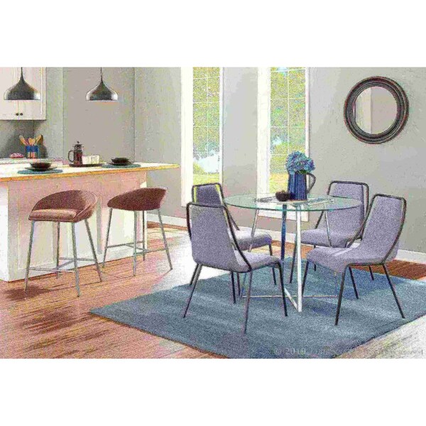 Lumisource Cosmo Dining Table in Chrome and Clear Tempered Glass Top - DT-COSMO2 GL