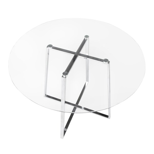 Lumisource Cosmo Dining Table in Chrome and Clear Tempered Glass Top - DT-COSMO2 GL