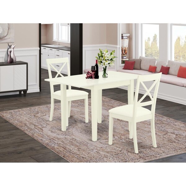 East West Furniture 3 Piece Norden Dining Set - Linen White - NDBO3-LWH-LC