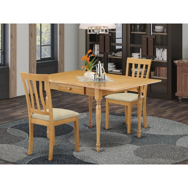 East West Furniture 3 Piece Monza Dining Room Table Set - Oak - MZAN3-OAK-C