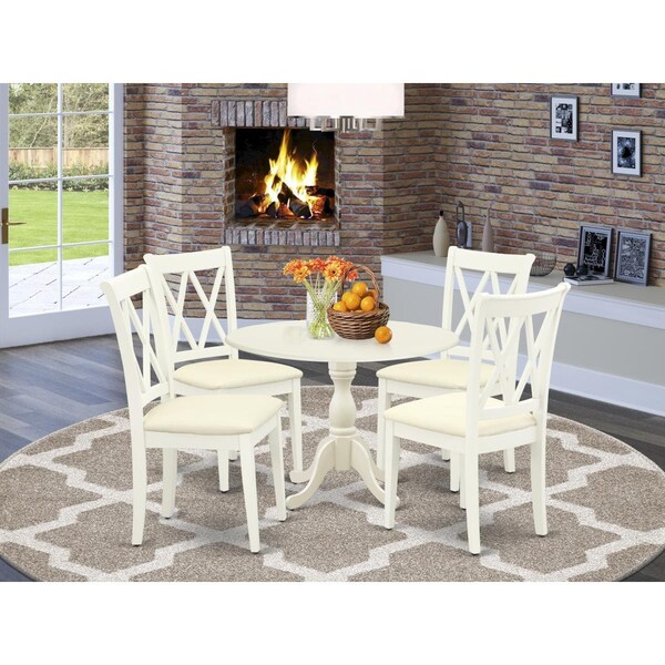East West Furniture 5 Piece Dublin Dinning Room Table Set - Linen White - DMCL5-LWH-C