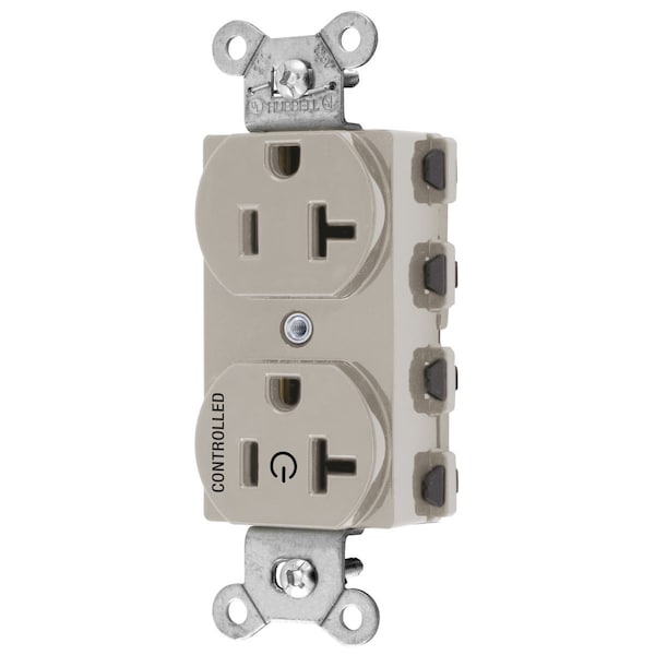 Hubbell Wiring Device-Kellems Straight Blade Devices, Receptacles, Duplex, SNAPConnect, Split Circuit, Half Controlled, 20A 125V, 2-Pole 3-Wire Grounding, 5-20R, Nylon - SNAP5362C1LA