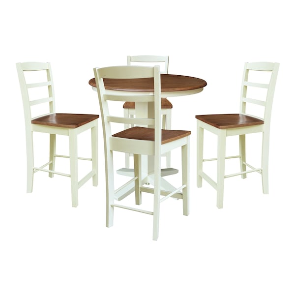 Whitewood Industries Rectangular Fixed Top Table W/ 4 Counter Height Stools, 36 in W, 35.9 in L, 36 in H, Parawood, 5 - K79-36RT-23B-S402-4