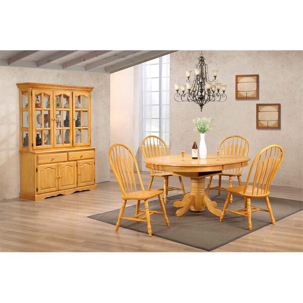 Fine-Line Pedestal Dining Table Set with China Cabinet 7 Pieces - FI1209143