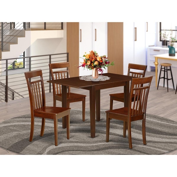 East West Furniture 5 Piece Norden Dining Table Set - Mahogany - NDCA5-MAH-W