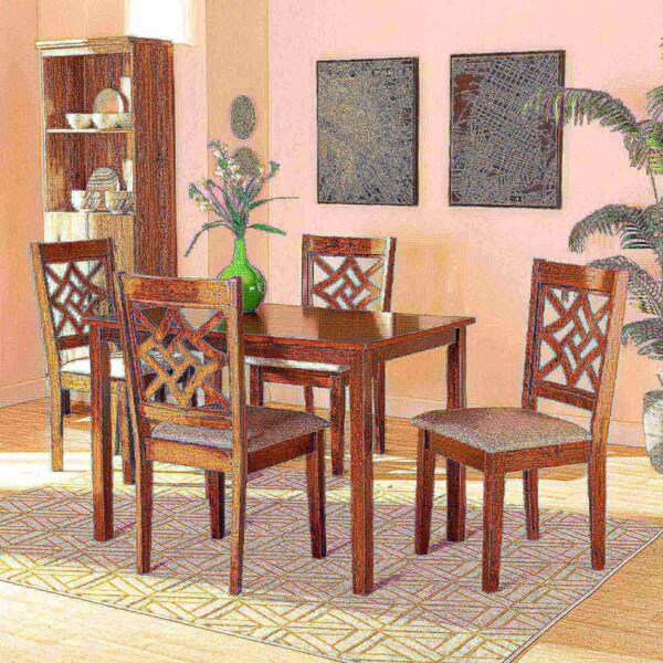 Baxton Studio Nicolette Modern and Contemporary Grey Fabric and Walnut Brown Finished Wood 5-Piece Dining Set - 176-11387-8959-ZORO