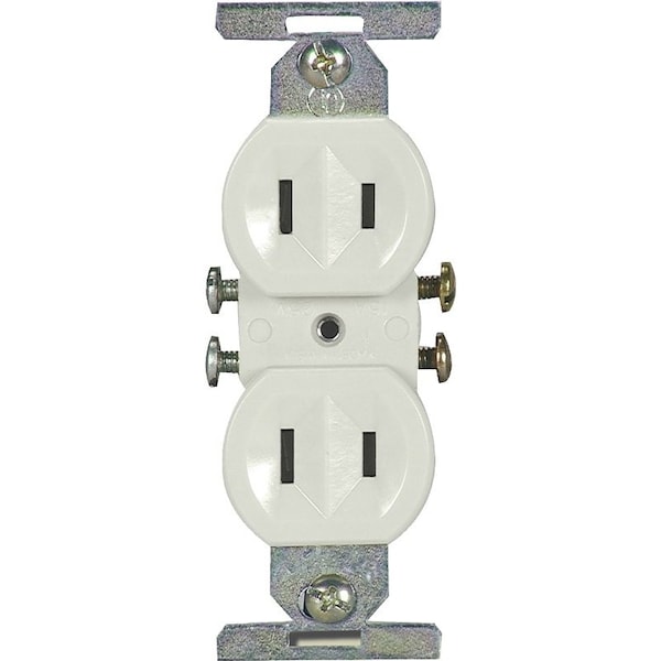 Eaton Wiring Devices Duplex Receptacle, 2 -Pole, 15 A, 125 V, Side Wiring, NEMA: 1-15R, White - 736W-BOX