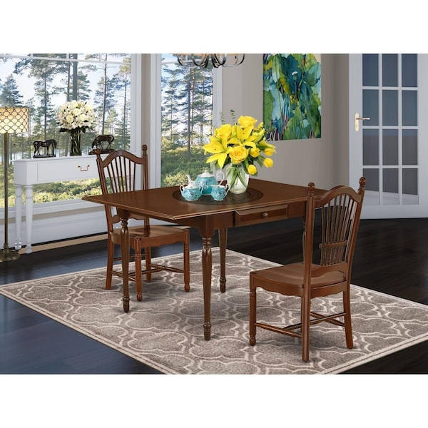 East West Furniture 3 Piece Monza Dinette Set - Mahogany - MZDO3-MAH-W
