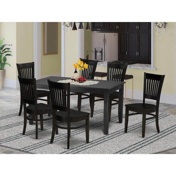 East West Furniture 7 Piece Dudley Small Dining Table Set - Black - DUVA7-BLK-W