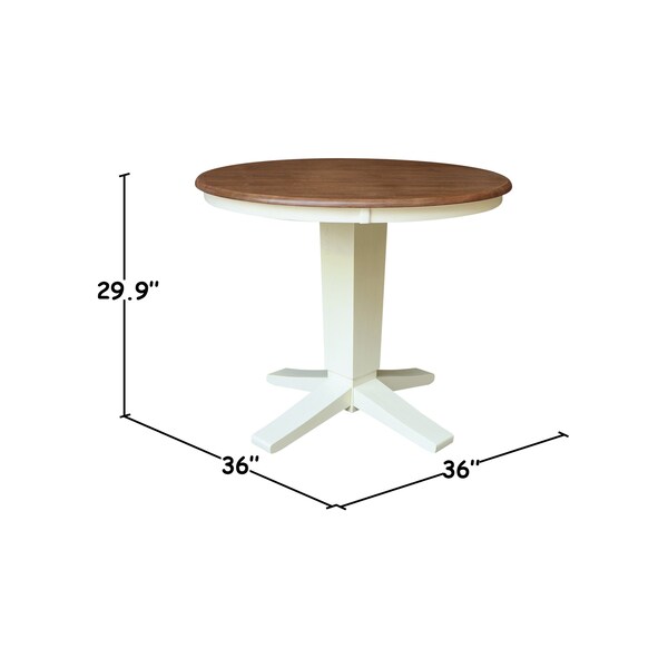 Whitewood Industries Rectangular Fixed Top Pedestal Table, 36 in W, 29.9 in L, 36 in H, Parawood, Hickory/Shell - K79-36RT-23B