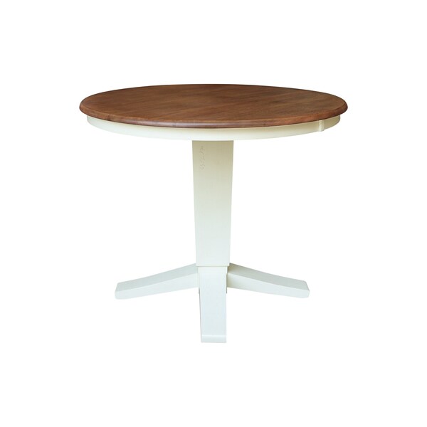 Whitewood Industries Rectangular Fixed Top Pedestal Table, 36 in W, 29.9 in L, 36 in H, Parawood, Hickory/Shell - K79-36RT-23B