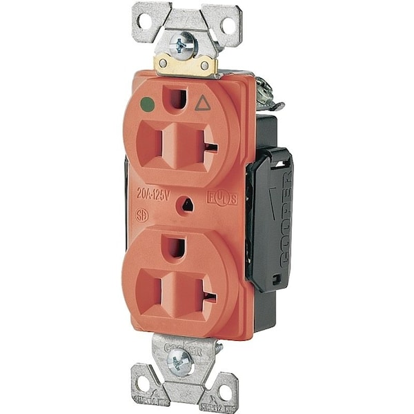 Eaton Wiring Devices IG8300 Duplex Receptacle, 2 -Pole, 20 A, 125 V, Back, Side Wiring, NEMA: 5-20R - IG8300RN