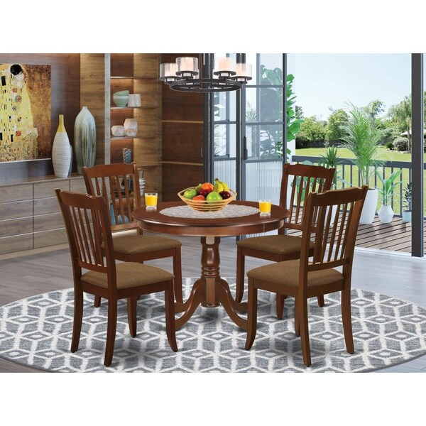 East West Furniture 5 Piece Hartland Dining Set - Mahogany - HLDA5-MAH-C