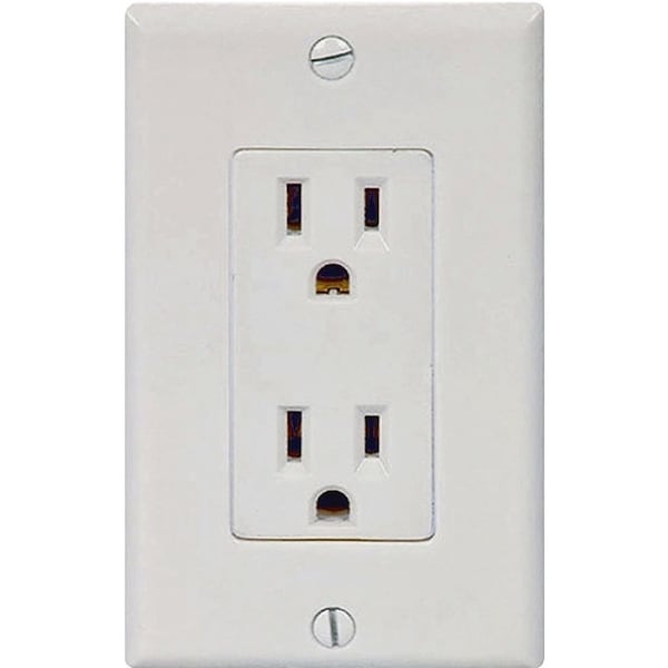 Eaton Wiring Devices Duplex Receptacle, 2 -Pole, 15 A, 125 V, Push-in, Side Wiring, NEMA: 5-15R, White - C1507W