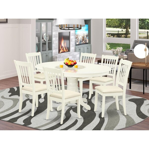 East West Furniture 7 Piece Avon Dinette Set - Linen White - AVDA7-LWH-C