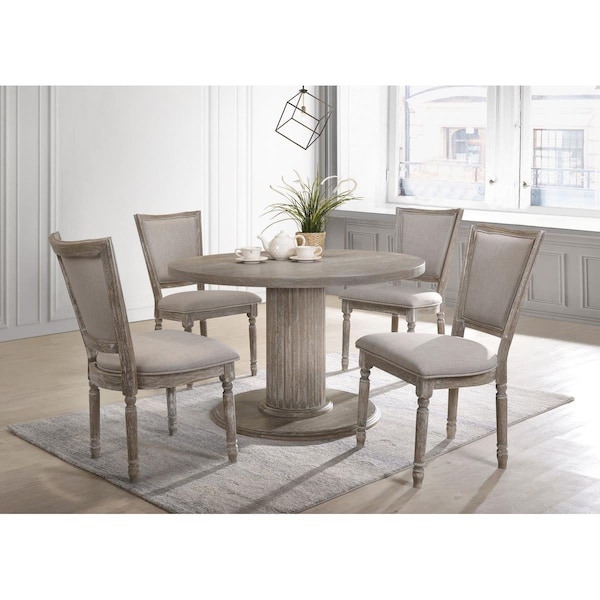 Kd Gabinetes Jessica Vintage Grey Round Dinette Set - 5 Piece - KD2815150