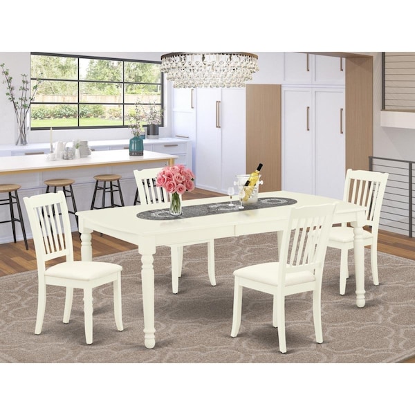 East West Furniture 5 Piece Dover Dining Set - Linen White - DODA5-LWH-C