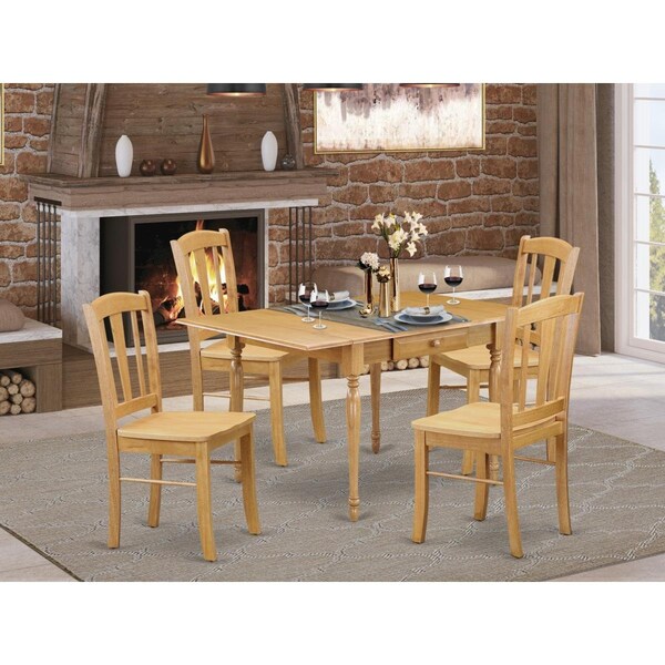 East West Furniture 5 Piece Monza Dining Room Table Set - Oak - MZDL5-OAK-W