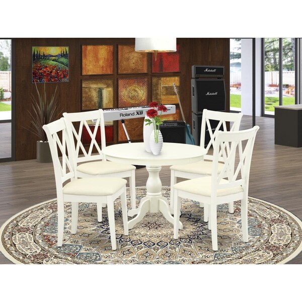 East West Furniture 5 Piece Hartland Modern Dining Table Set - Linen White - HBCL5-LWH-C