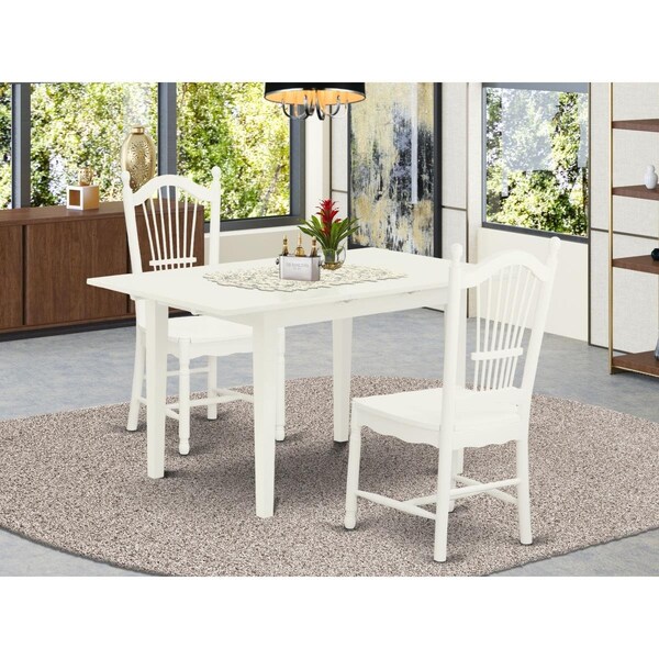 East West Furniture 3 Piece Norfolk Rectangular Dinette Set - Linen White - NODO3-LWH-W