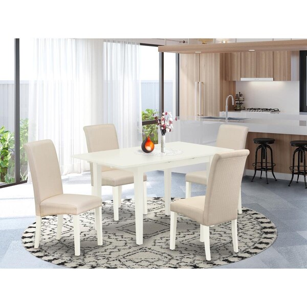 East West Furniture 5 Piece Norfolk Modern Dining Table Set - Linen White - NOBA5-LWH-01