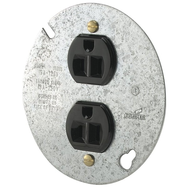 Eaton Wiring Devices Duplex Receptacle, 2 -Pole, 15 A, 125 V, Back, Side Wiring, NEMA: 5-15R, Brown - 869-BOX