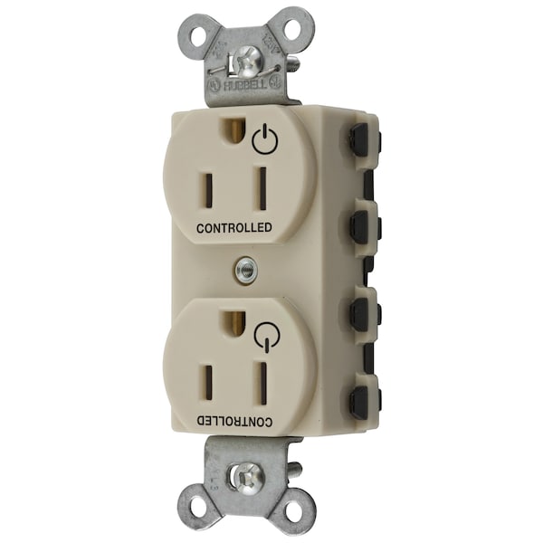 Hubbell Wiring Device-Kellems Straight Blade Devices, Receptacles, Duplex, SNAPConnect, Split Circuit, Controlled, 15A 125V, 2-Pole 3-Wire Grounding, Nylon, Ivory - SNAP5262C2I