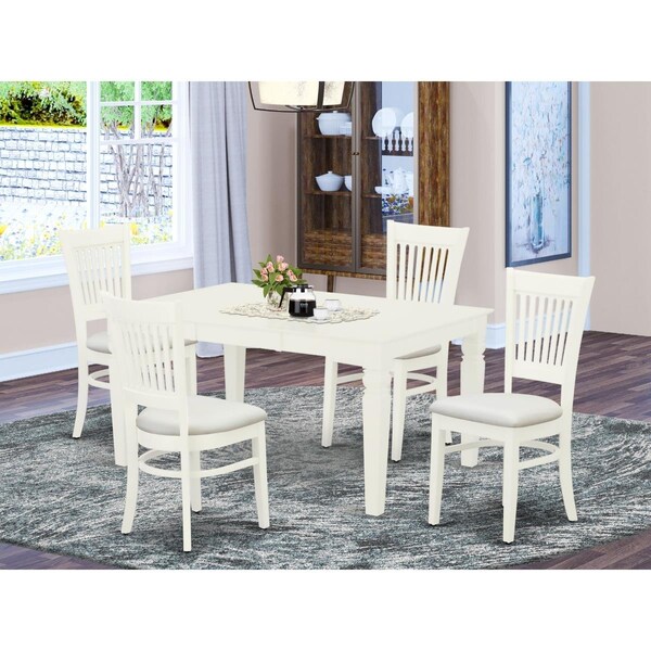 East West Furniture 5 Piece Weston Kitchen Furniture Set - Linen White - WEVA5-LWH-C