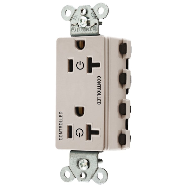 Hubbell Wiring Device-Kellems Straight Blade Devices, Receptacles, Style Line Decorator Duplex, SNAPConnect, Controlled, 20A 125V, 2-Pole 3-Wire Grounding, Nylon, Light Almond - SNAP2162C2LA