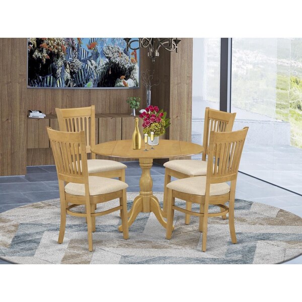 East West Furniture 5 Piece Dublin Modern Dining Table Set - Oak - DMVA5-OAK-C