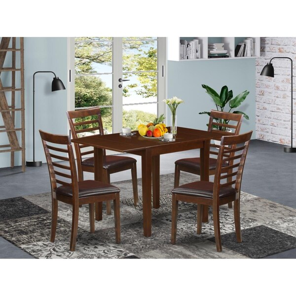 East West Furniture 5 Piece Norden Modern Dining Table Set - Mahogany - NDML5-MAH-LC