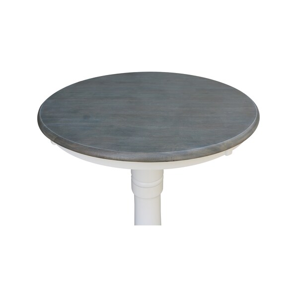 International Concepts Round 30 in Rd Top Pedestal Table, Bar Ht, White/Heather Gray, 30 in W, 30 in L, 41.9 in H, Wood - K05-30RT-27B-6B-2