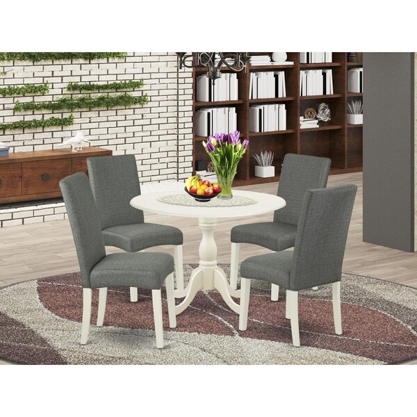 East West Furniture 5 Piece Dublin Dining Table Set - Linen White - DMDR5-LWH-07