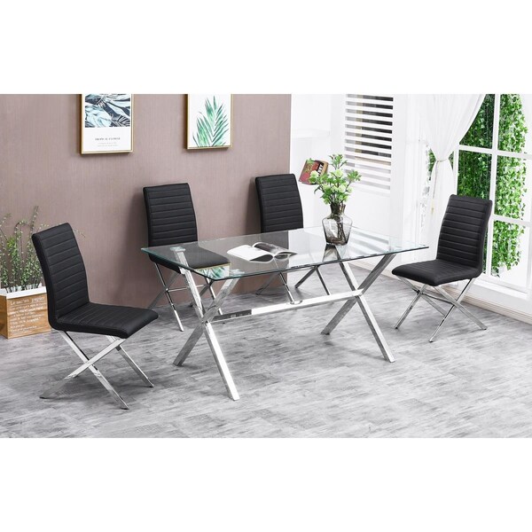 Best Master Furniture Timber Modern Black Dining Set - 5 Piece - T18 5PC BLACK DINING SET