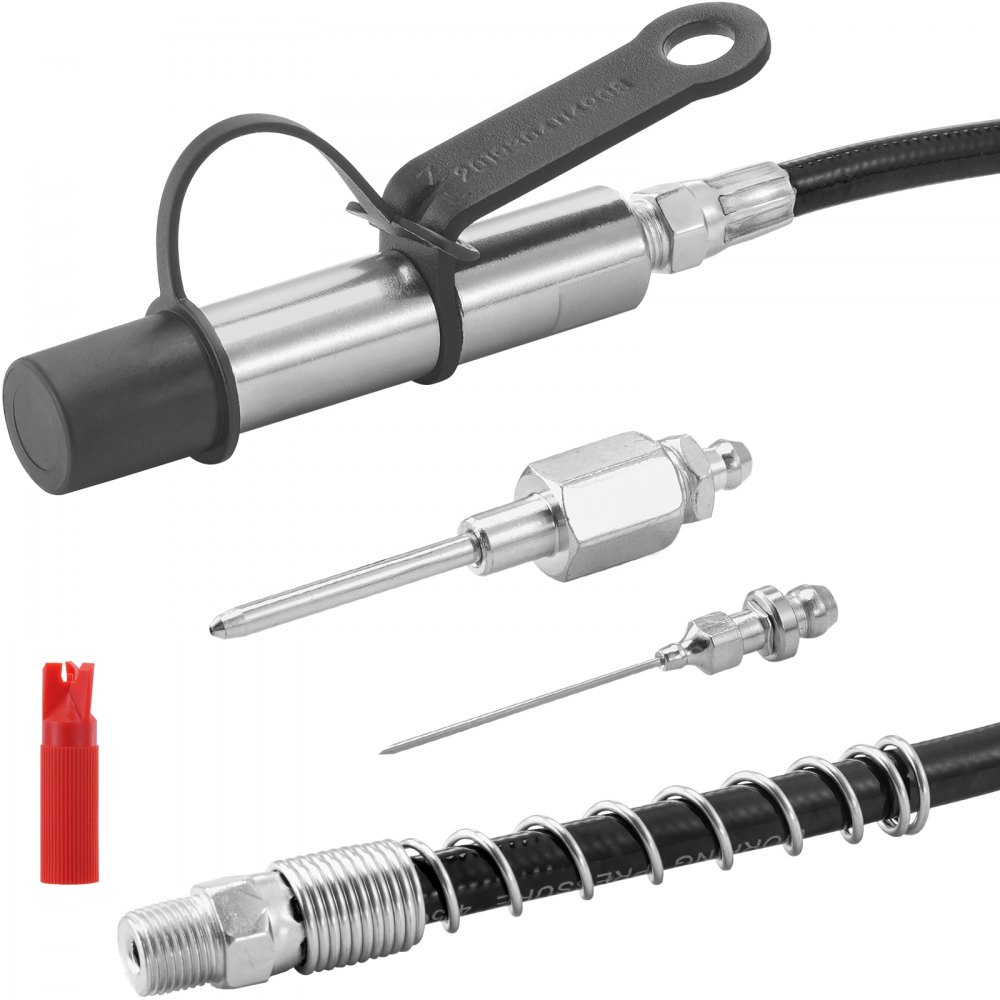 VEVOR Grease Gun Coupler, 10000 PSI High Pressure, 3-Jaw Locking, Quick Release Grease Gun Tip with Hose/Zerk Fittings Cleaner/Extension Needles, Compatible with All Grease Guns 1/8" NPT Fittings - HYQOHQ4JDBDBBIJJUV0