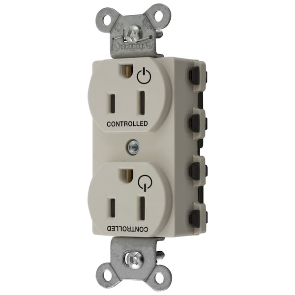 Hubbell Wiring Device-Kellems Straight Blade Devices, Receptacles, Duplex, SNAPConnect, Split Circuit, Controlled, 15A 125V, 2-Pole 3-Wire Grounding, Nylon, Light Almond - SNAP5262C2LA