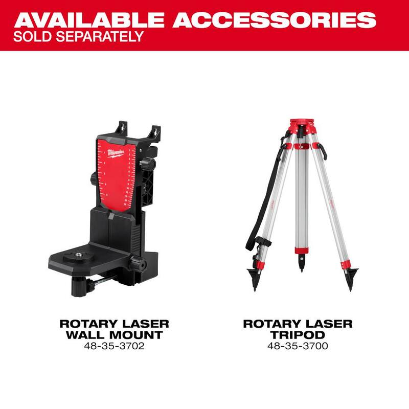 Milwaukee M18 2000 ft. Red Exterior Rotary Laser Level Kit with Receiver and Receiver Clamp - 3701-21