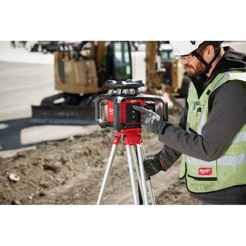 Milwaukee M18 2000 ft. Red Exterior Rotary Laser Level Kit with Receiver and Receiver Clamp - 3701-21