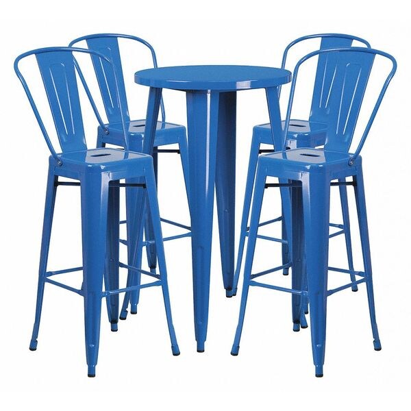 Flash Furniture Round 24" W, 24" L, 41" H, Metal, Blue - CH-51080BH-4-30CAFE-BL-GG