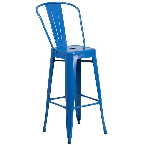 Flash Furniture Round 24" W, 24" L, 41" H, Metal, Blue - CH-51080BH-4-30CAFE-BL-GG