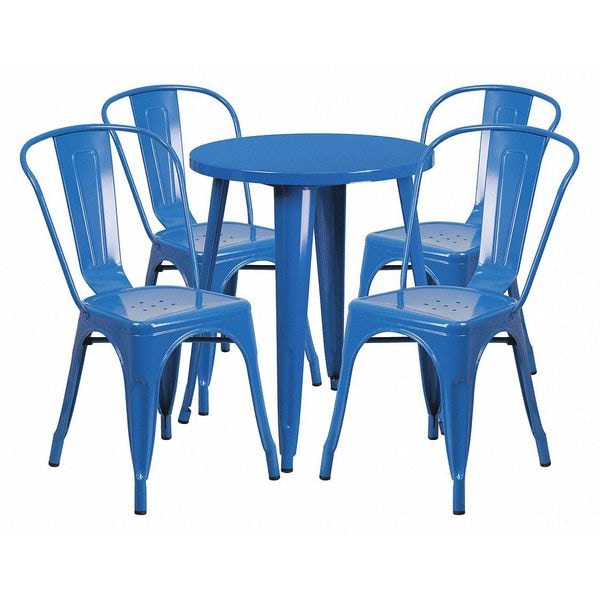 Flash Furniture Round 24" W, 24" L, 29" H, Metal, Blue - CH-51080TH-4-18CAFE-BL-GG
