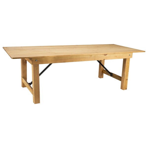 Flash Furniture Rectangle 40 in W, 96 in L, 30 in H, Pine Wood, Pinus Glabra, Steel, Light Natural - XA-F-96X40-LN-GG