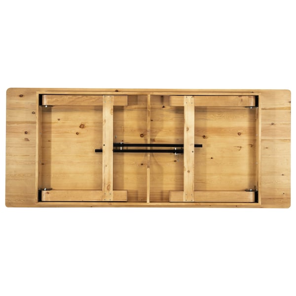 Flash Furniture Rectangle 40 in W, 96 in L, 30 in H, Pine Wood, Pinus Glabra, Steel, Light Natural - XA-F-96X40-LN-GG