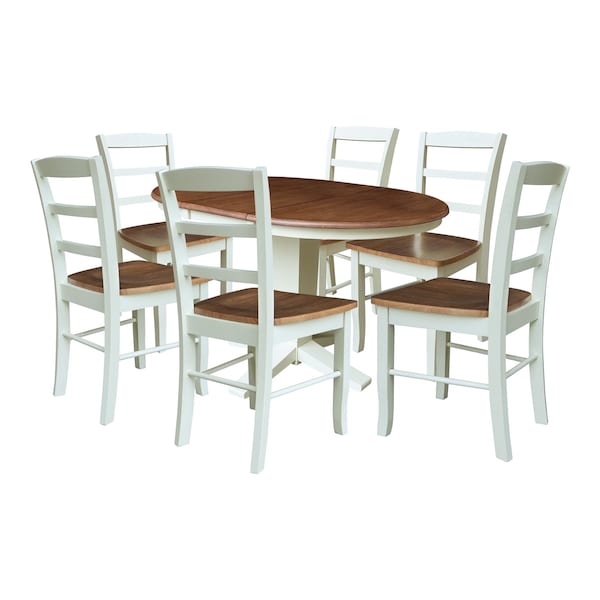 Whitewood Industries Rectangular Extension Dining Table W/ 6 Chairs, 36 in W, 30.1 in L, 48 in H, Parawood, 7 - K79-36RXT-23B-C2-6