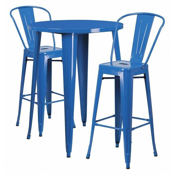 Flash Furniture Round 30" W, 30" L, 41" H, Metal, Blue - CH-51090BH-2-30CAFE-BL-GG
