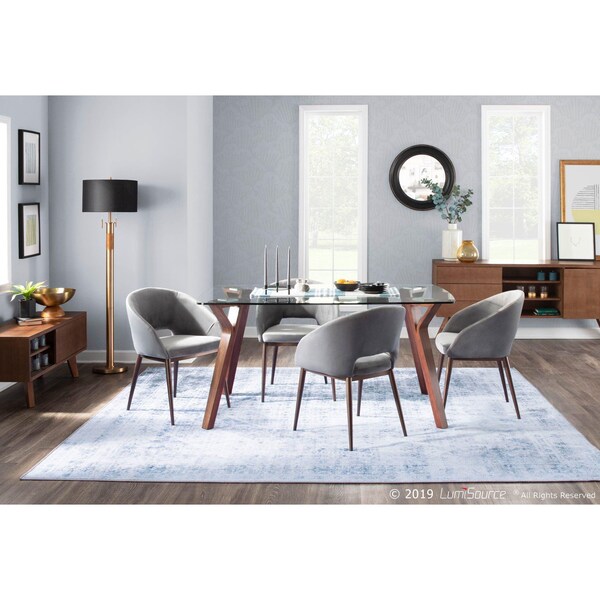 Lumisource Folia Dining Table in Walnut Wood with Clear Tempered Glass - DT-6638FOLIA WLCL