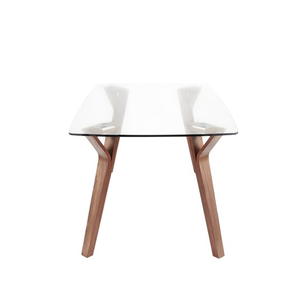 Lumisource Folia Dining Table in Walnut Wood with Clear Tempered Glass - DT-6638FOLIA WLCL